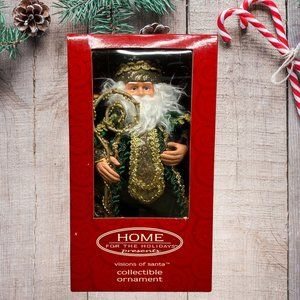 Home for the Holidays Visions of Santa Claus in Green Ornament 8" Christmas NWT